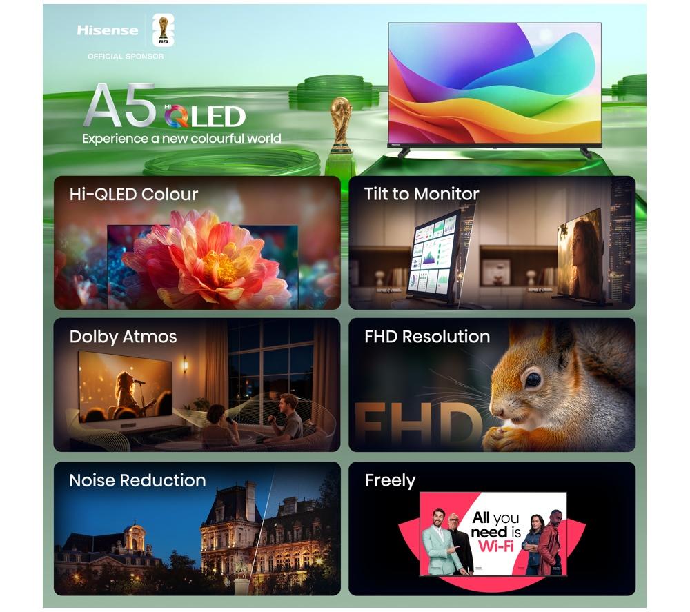 HISENSE A5S 32" QLED Full HD HDR Smart TV with Freely - 32A5STUK