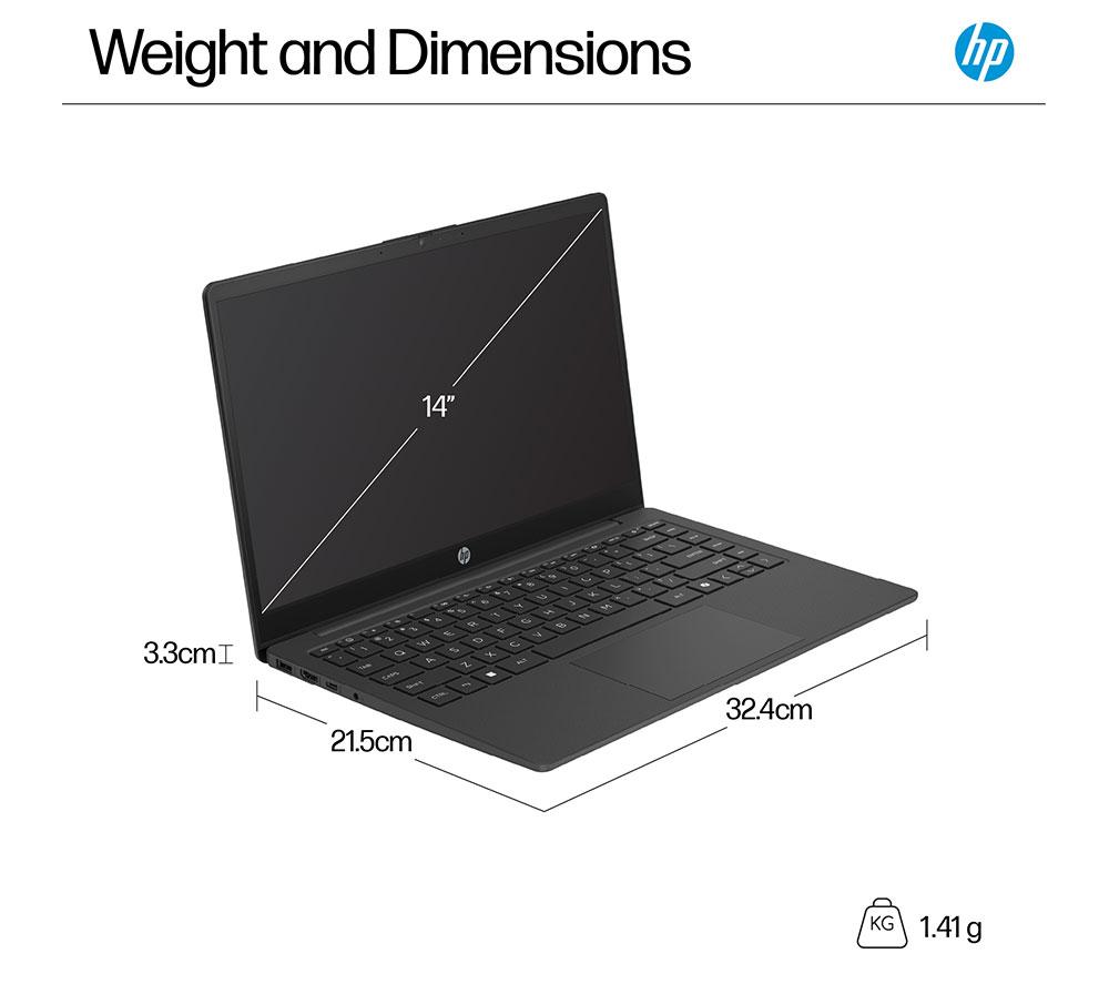 HP 14-ep2501sa 14" Laptop - Intel® N150, 128 GB UFS, Jet Black