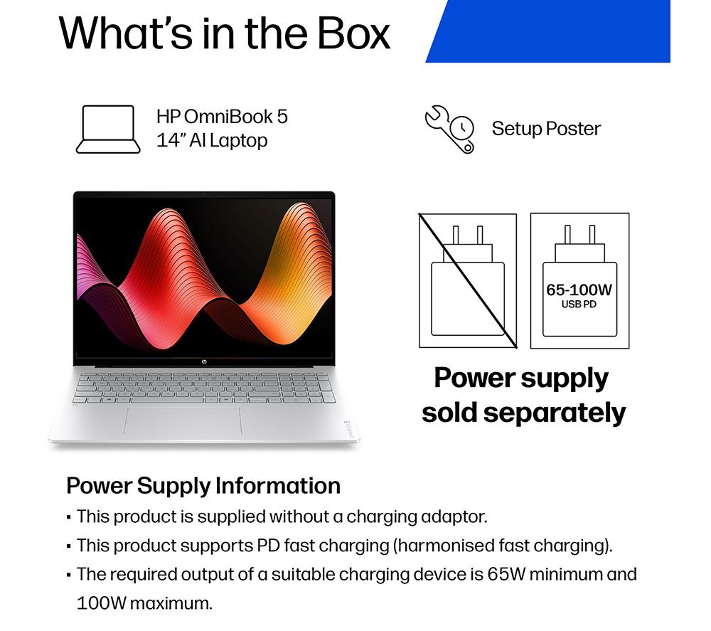 Portátil HP OmniBook 5 AI de 16" - AMD Ryzen AI 7, 512 GB SSD, Plata
