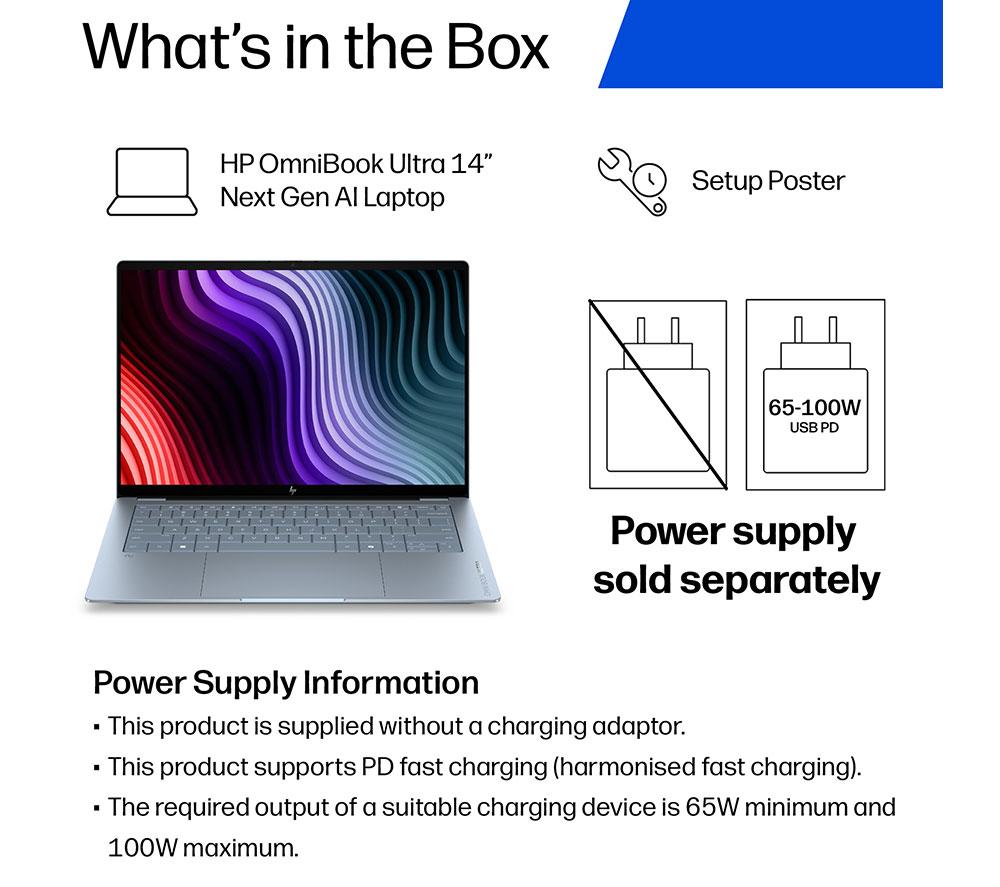 Portátil HP OmniBook Ultra de 14" - Snapdragon X2 Plus, SSD de 1 TB, azul piedra
