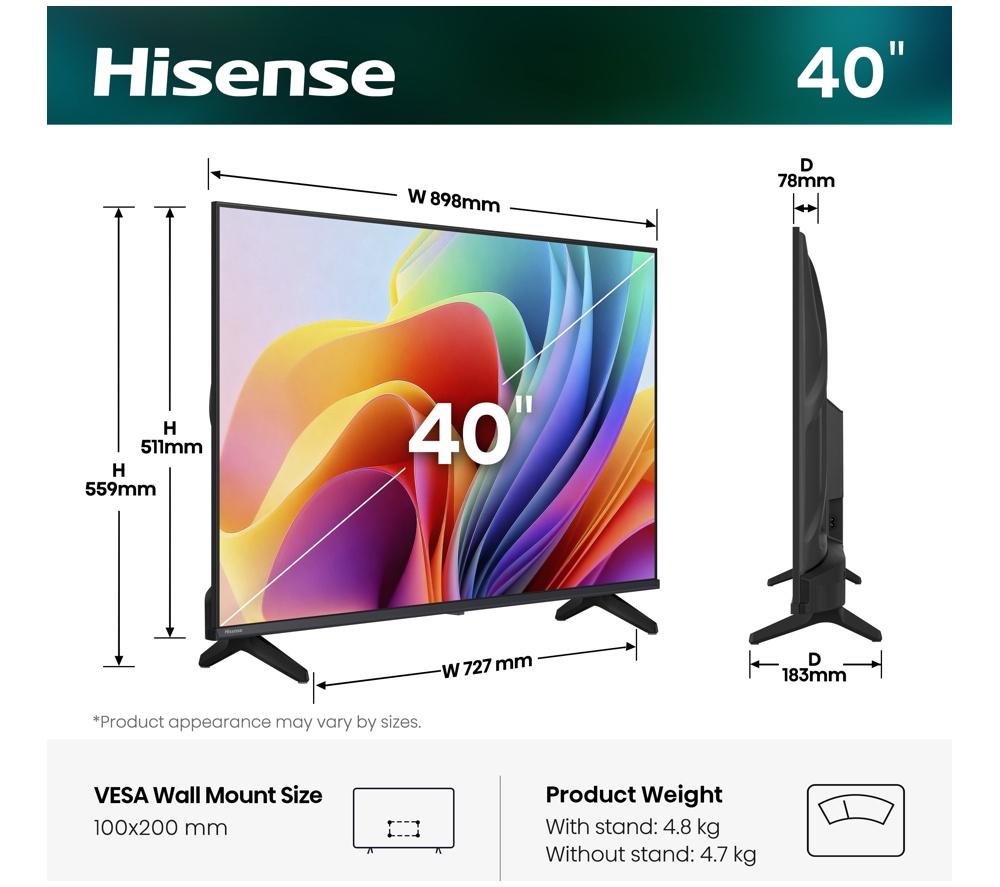 HISENSE A4S Smart TV LED Full HD HDR de 40" con Freely - 40A4STUK