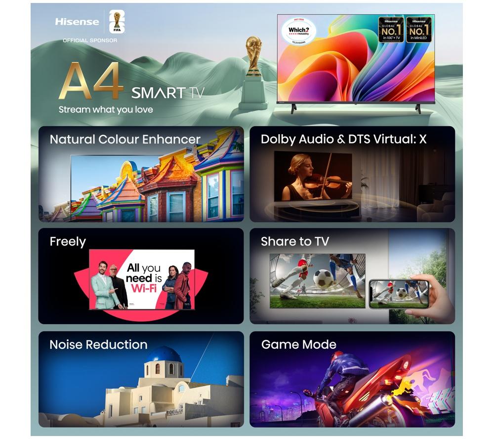 HISENSE A4S 32" LED HD Ready HDR Smart TV with Freely - 32A4STUK