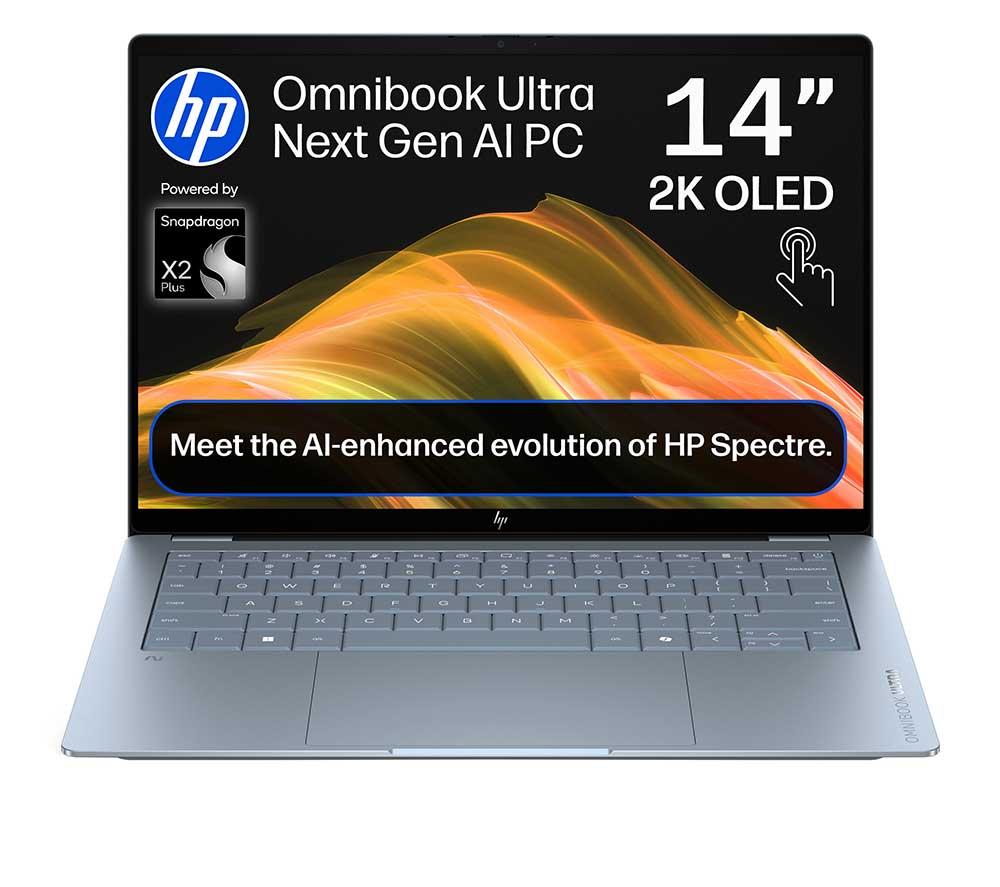 HP OmniBook Ultra 14" Laptop - Snapdragon X2 Plus, 512 GB SSD, Stone Blue
