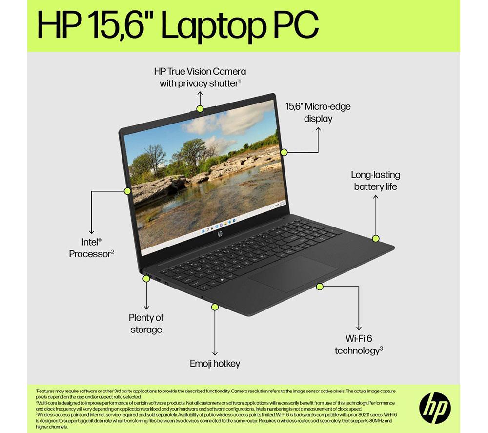 HP 15-fd1504sax 15.6" Laptop - Intel® Core™ 3, 256 GB SSD, Black