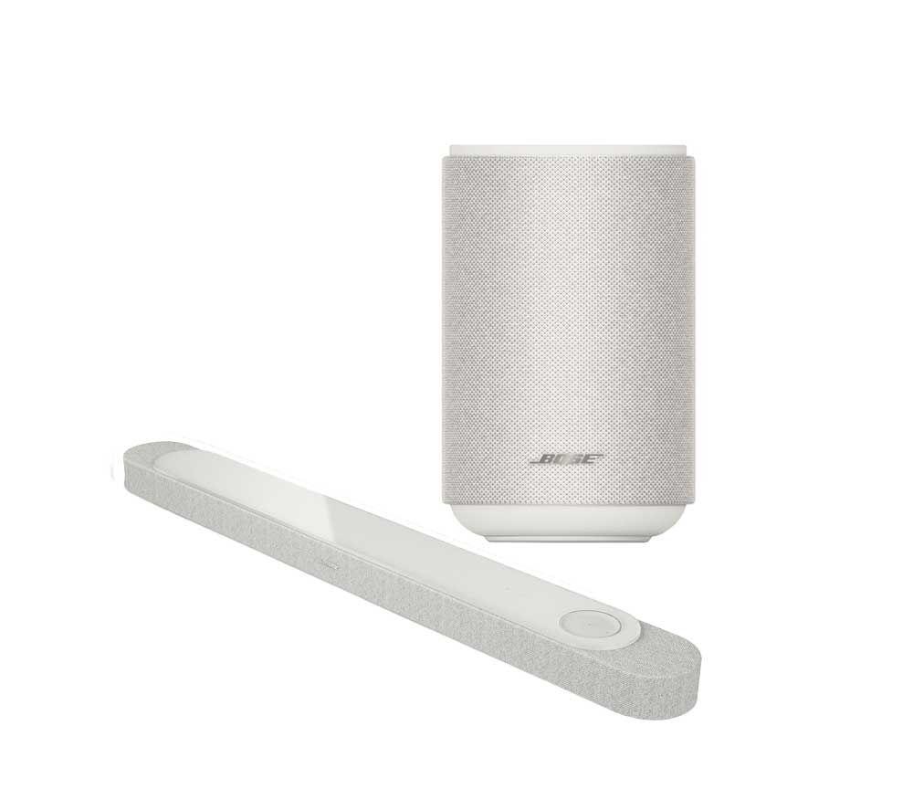 BOSE Lifestyle Ultra Soundbar & Lifestyle Ultra Wireless Multi-room Speaker Bundle with Amazon Alexa – White