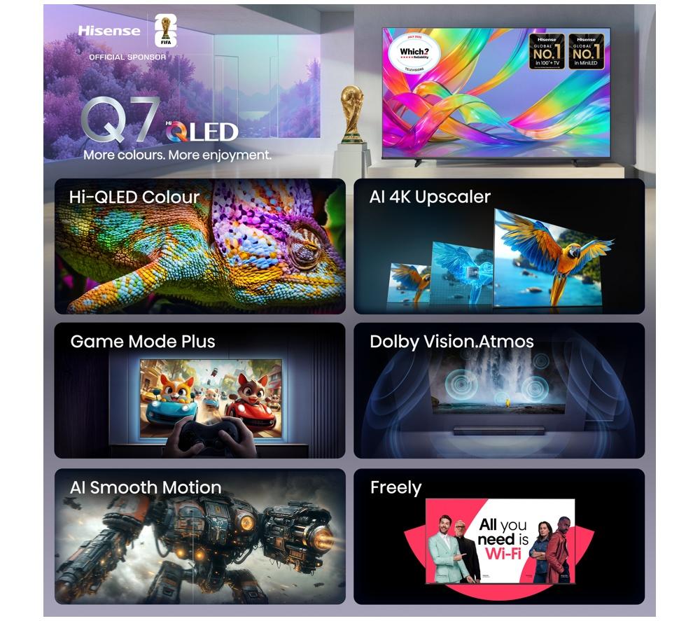 HISENSE Q7S 85" QLED 4K Smart AI TV with Freely - 85Q7STUK