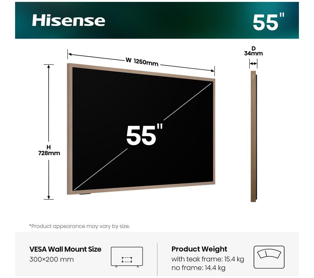HISENSE Canvas S7S Smart TV QLED 4K de 55" con Freely y Art Mode - 55S7STUK