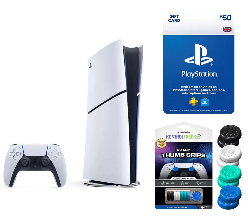 SONY PlayStation 5, Gift Card & No-Slip Thumb Grips Bundle