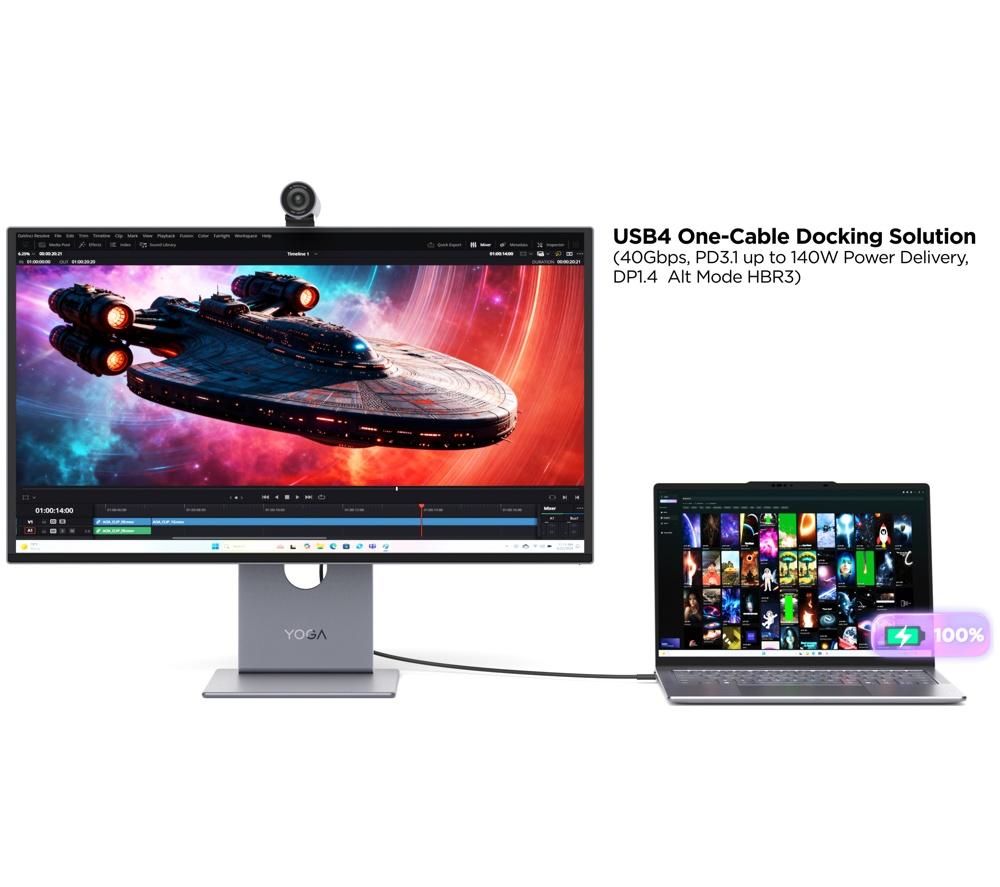 LENOVO Yoga Pro 27UD-10 4K 26.5" Ultra HD QD-OLED Monitor - Grey