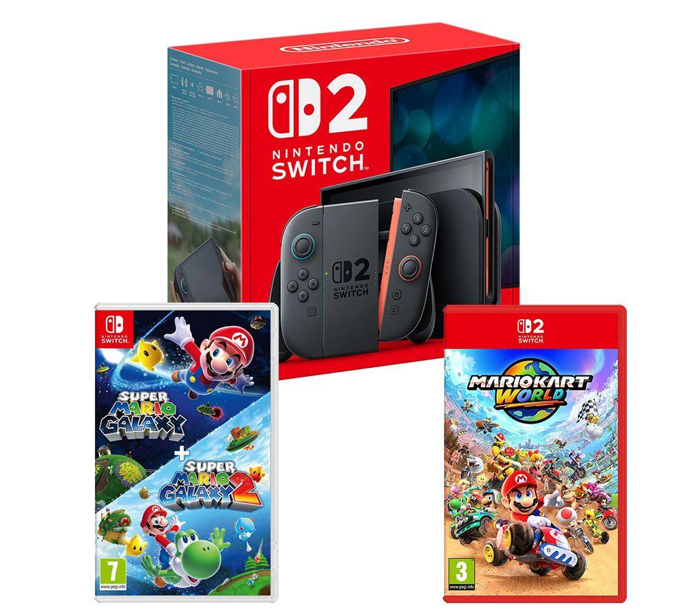 NINTENDO Switch 2, Mario Kart World & Super Mario Galaxy 1 & 2 Bundle