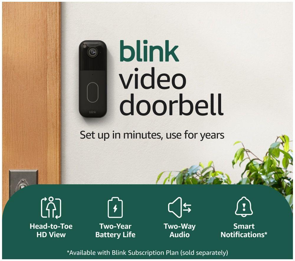 Kit de seguridad para todo el hogar BLINK Plus con sistema de videoportero, Mini 2K+ y paquete de 4 cámaras de seguridad para exteriores