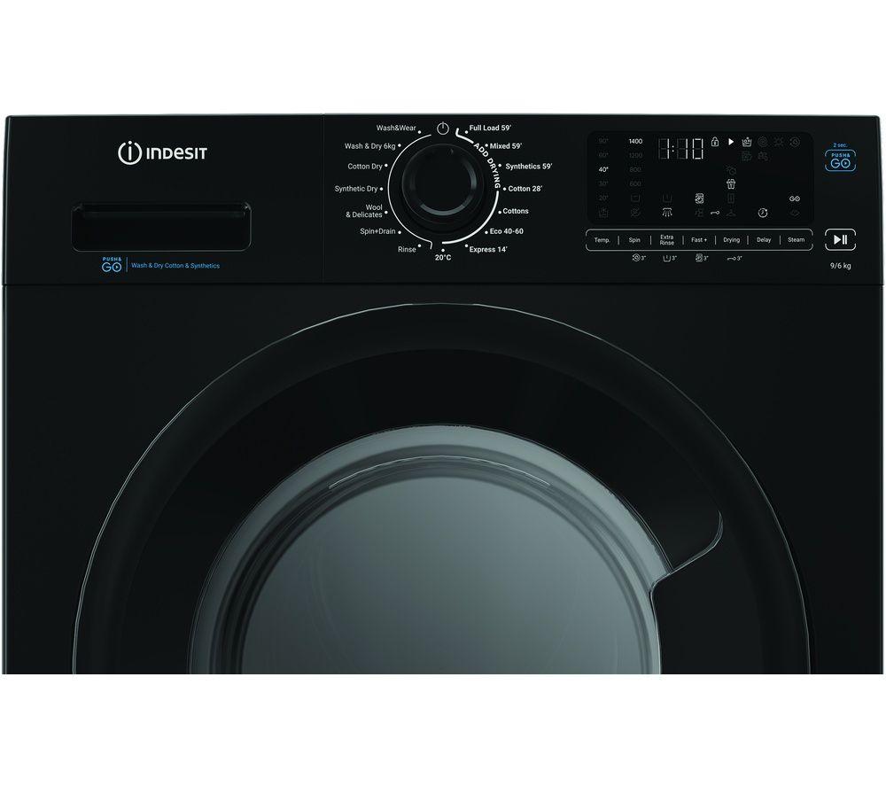 INDESIT Steam Push&Go IDP 9646B UK 9 kg Washer Dryer - Black
