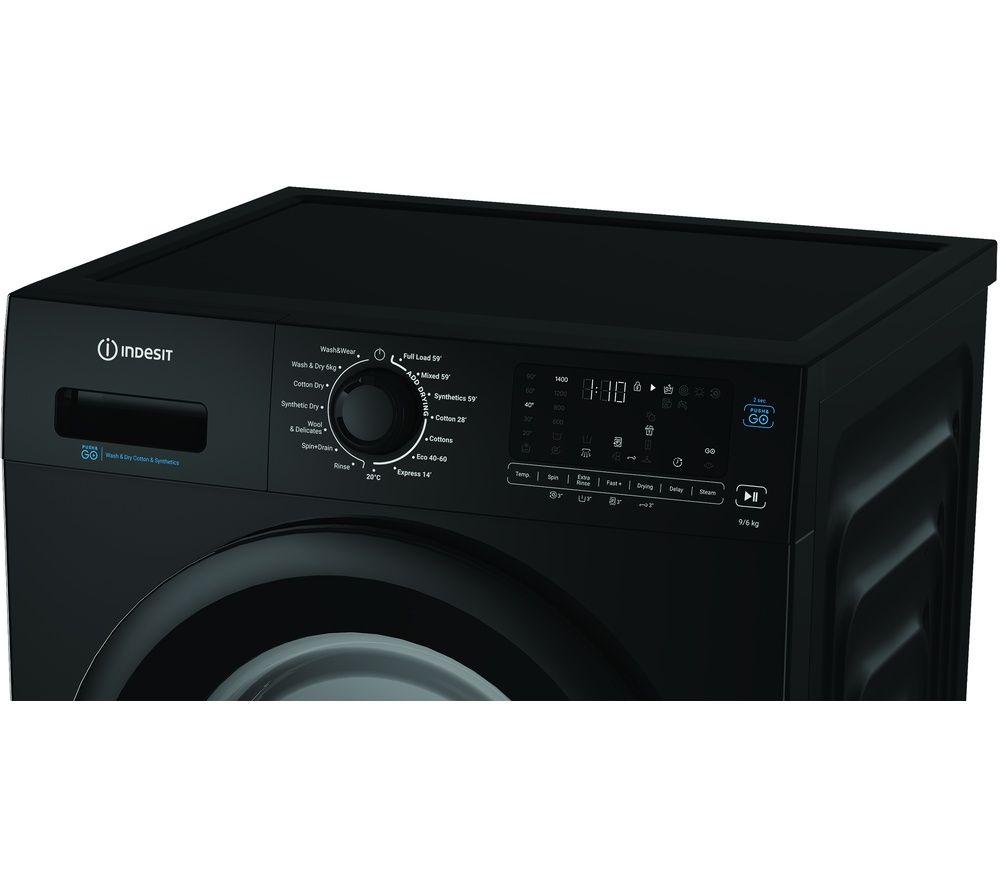 INDESIT Steam Push&Go IDP 9646B UK 9 kg Washer Dryer - Black