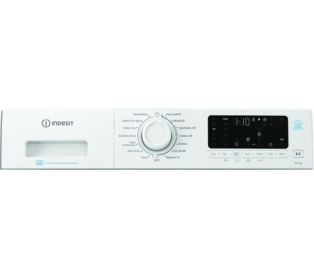 INDESIT Steam Push&Go IDP 9646 UK 9 kg Washer Dryer - White