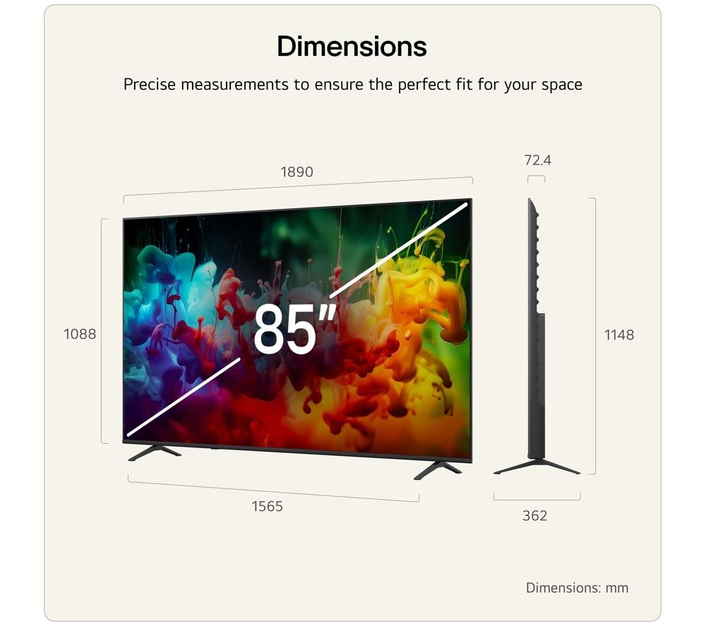 LG QNED72 85" QNED AI 4K HDR Smart TV 2026 - 85QNED72B6A