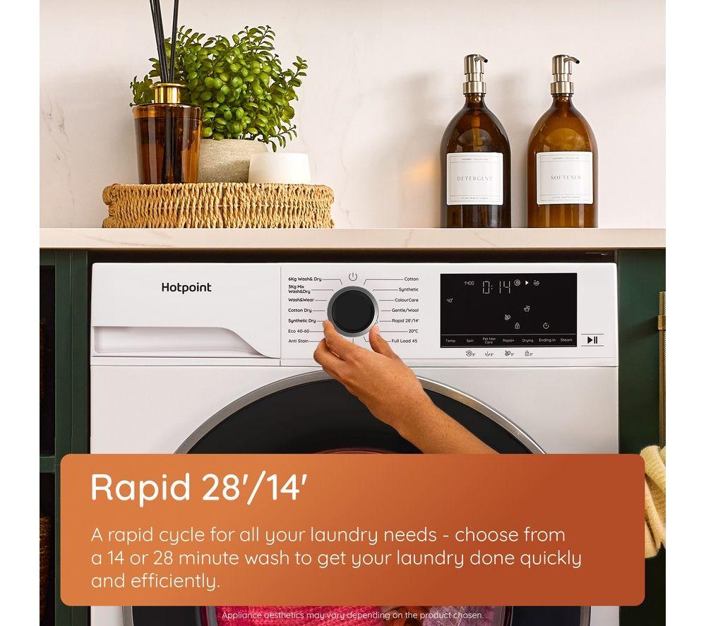 HOTPOINT AntiStain HBD 8680 ANTI STAIN UK 8 kg Washer Dryer - White