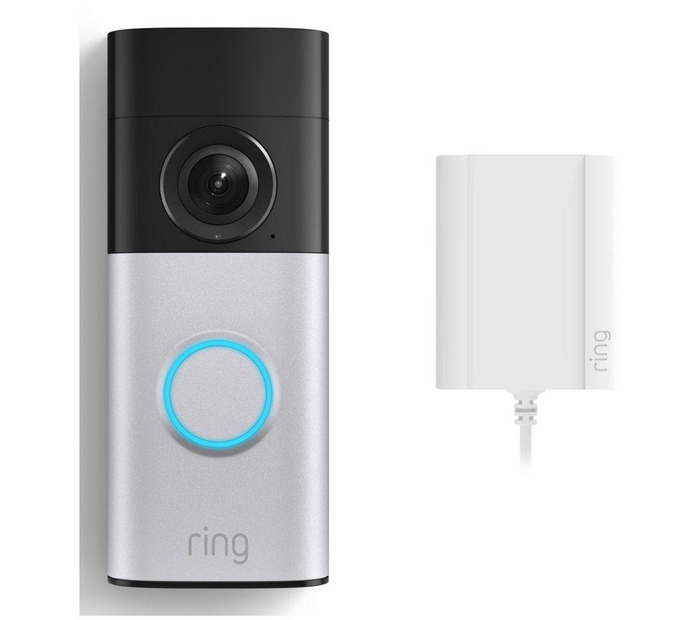 RING Wired Retinal 2K Video Doorbell Plus (Newest Gen) with Plug-In Adaptor - Nickel Silver