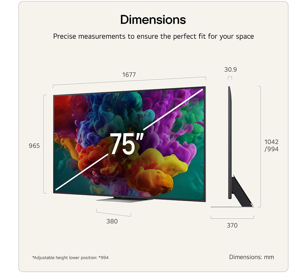 LG QNED86 75" QNED AI Mini LED 4K HDR Smart TV 2026 - 75QNED86B6B