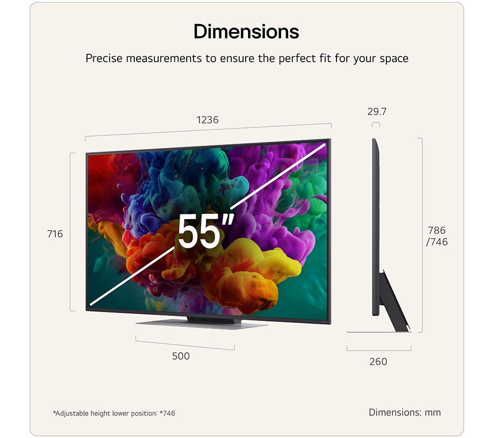 LG QNED86 55" QNED AI Mini LED 4K HDR Smart TV 2026 - 55QNED86B6B