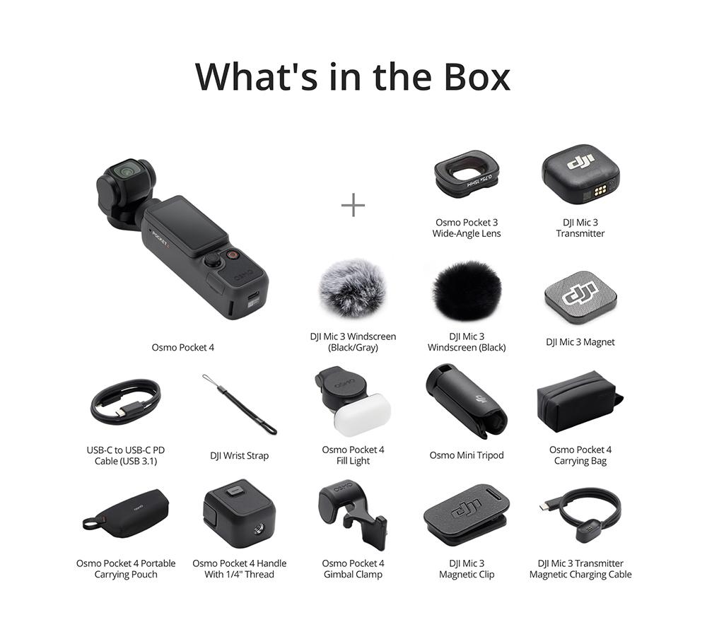 DJI Osmo Pocket 4 4K Ultra HD Creator Combo Cámara de acción - Negro
