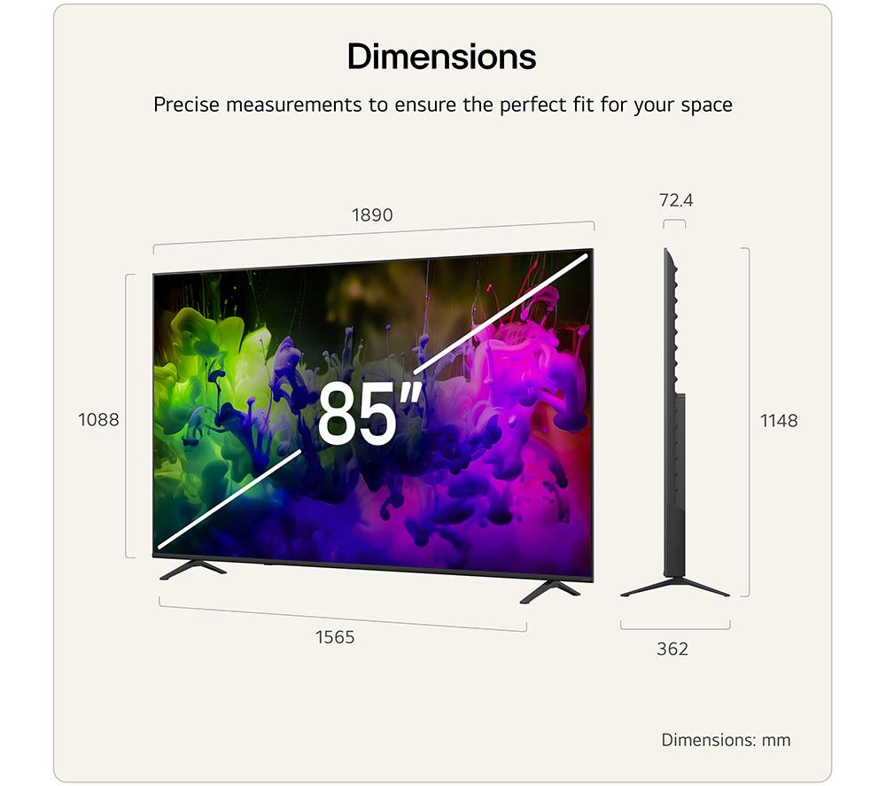 LG QNED7E 85" QNED AI Mini LED 4K HDR Smart TV 2026 - 85QNED7EB3A