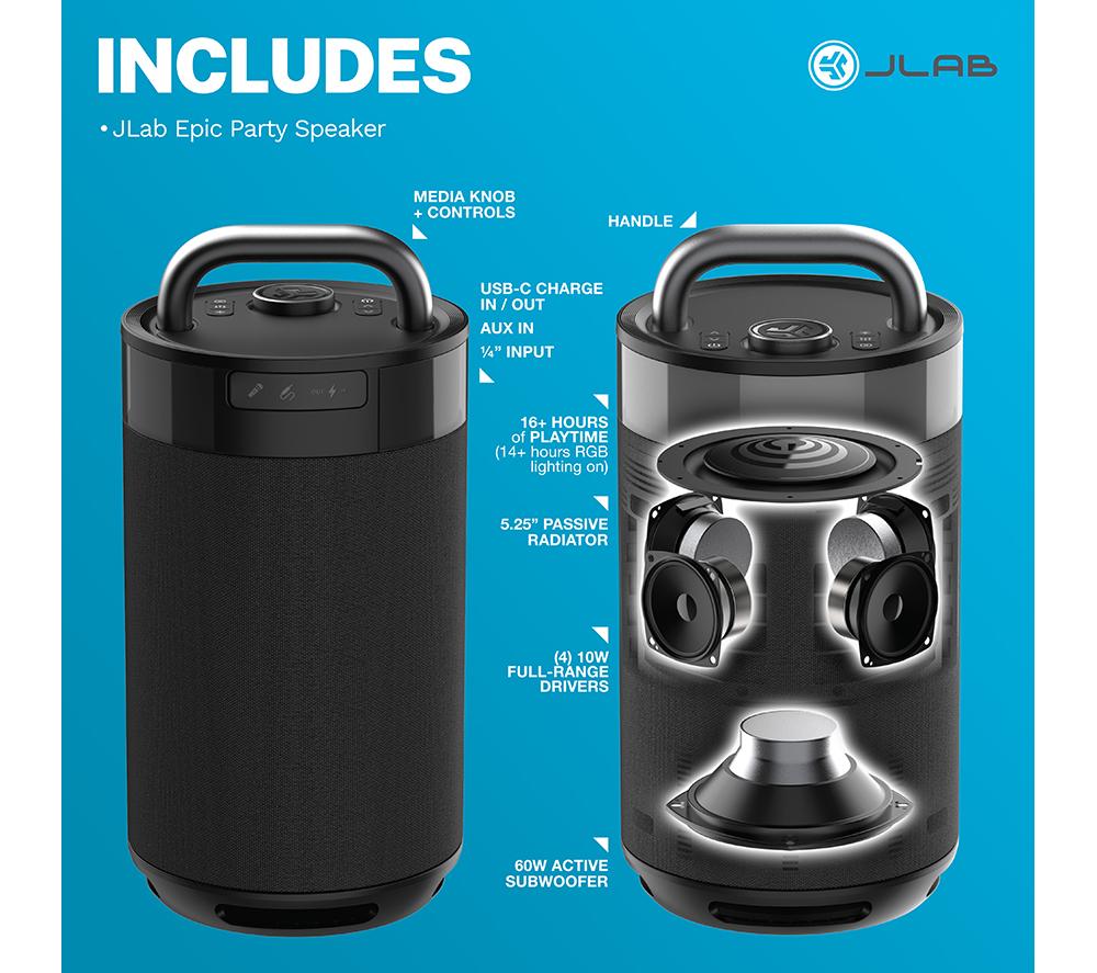JLAB Epic Party Portable Bluetooth Speaker - Black