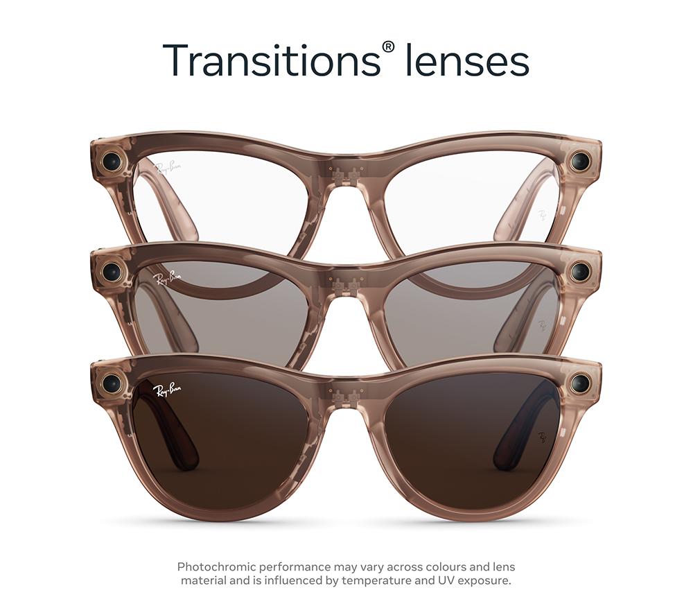 RAY-BAN META Skyler (Gen 2) Glasses - Peach with Brown Transition Lenses