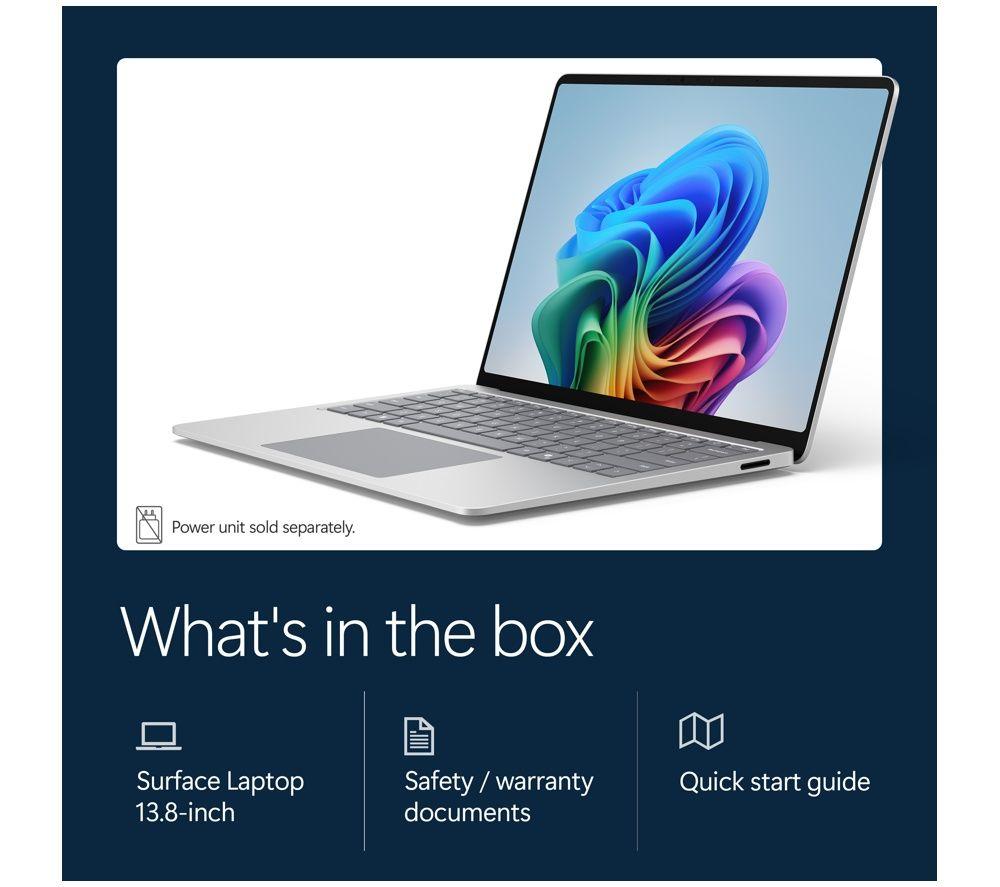 MICROSOFT Surface Laptop 13,8", Copilot+ PC - Snapdragon X2 Elite, 512 GB SSD, Platino