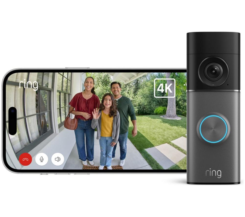 RING Wired Retinal 4K Video Doorbell Pro (Neueste Generation) mit Netzteil - Tiefsilber