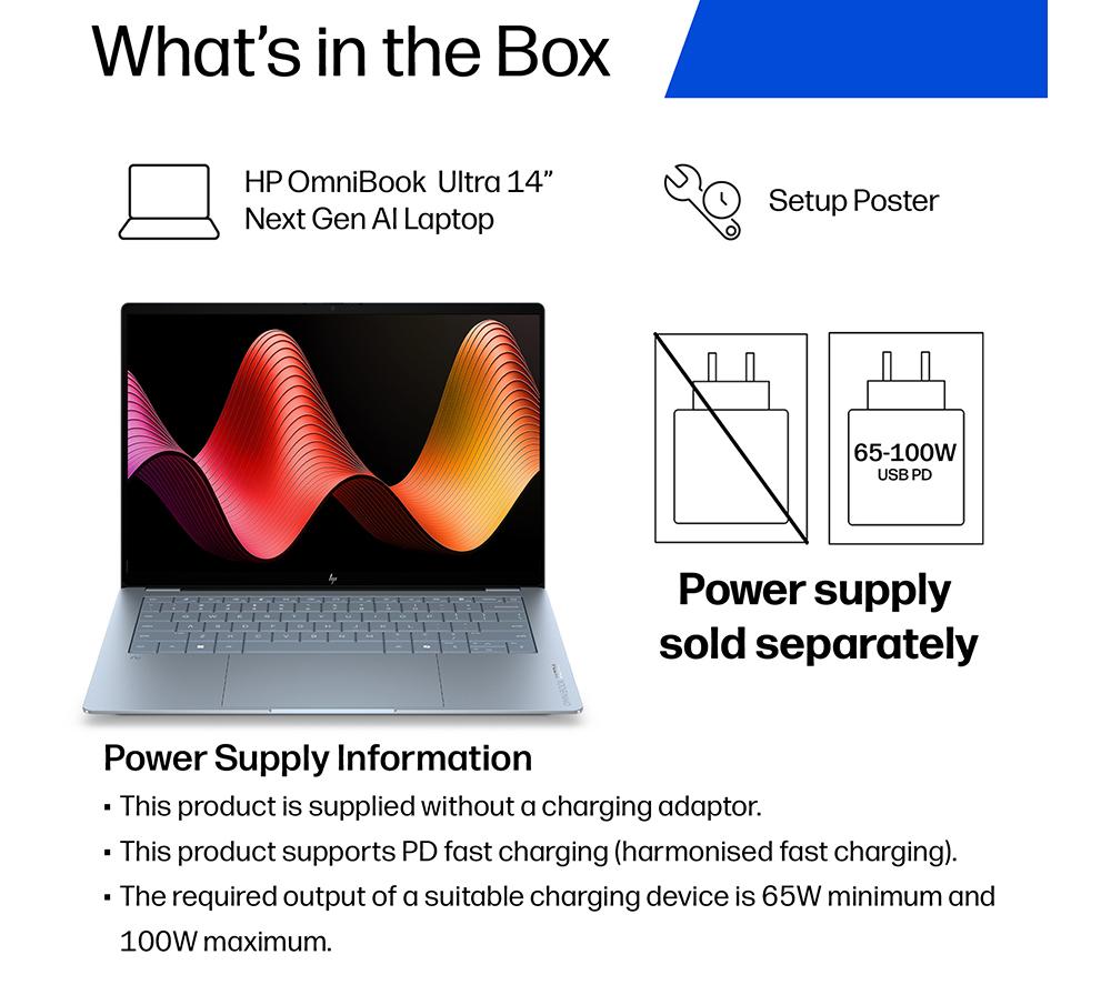 HP OmniBook Ultra 14" Laptop, Copilot+ PC - Snapdragon X2 Elite, 1 TB SSD, Stone Blue