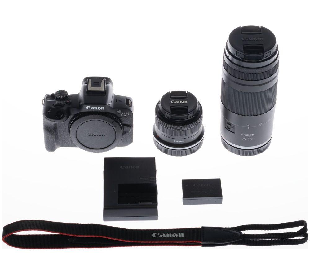 CANON EOS R50 Mirrorless Camera with RF-S 18-45 mm f/4.5-6.3 IS STM & RF 75-300 mm f/4-5.6 Lens