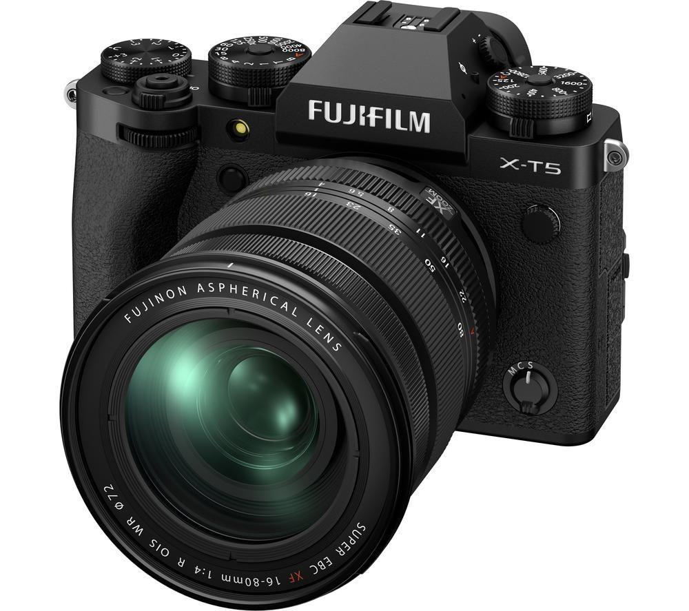 FUJIFILM X-T5 Mirrorless Camera with FUJINON XF 16-80 mm f/2.8-4.0 OIS WR Lens - Black