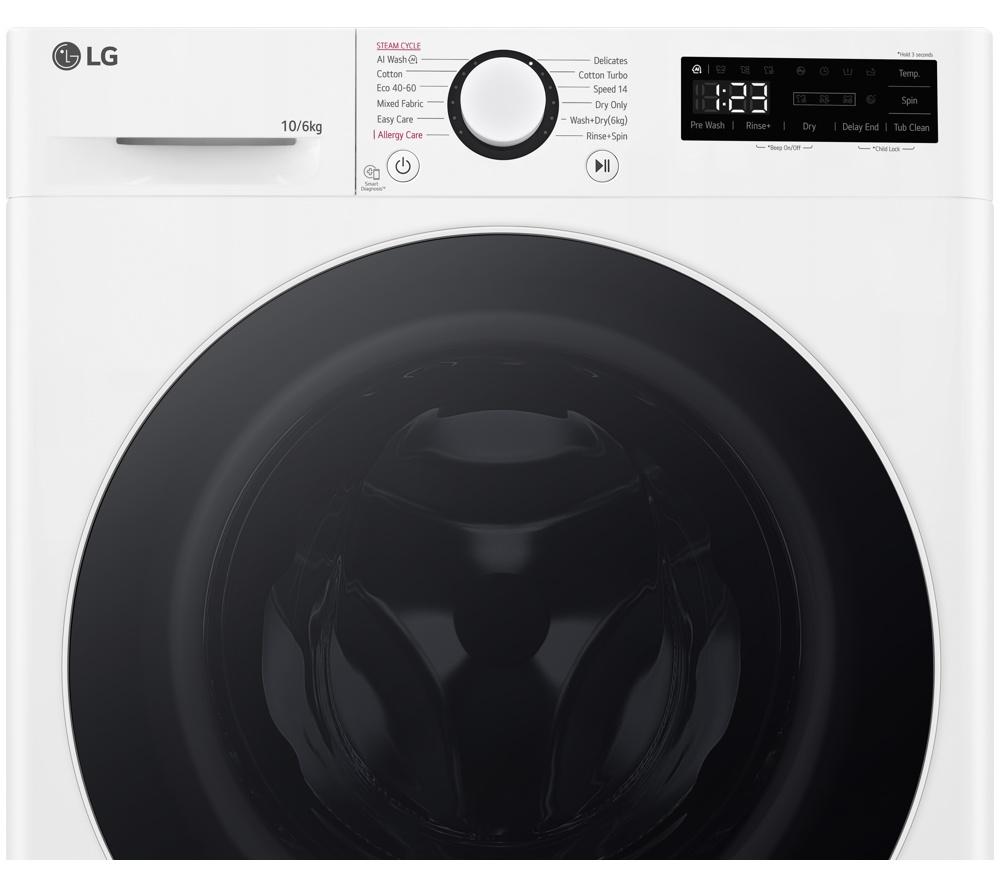 LG Series 4 AI Direct Drive FWY606WWLN1 WiFi-enabled 10 kg Washer Dryer - White