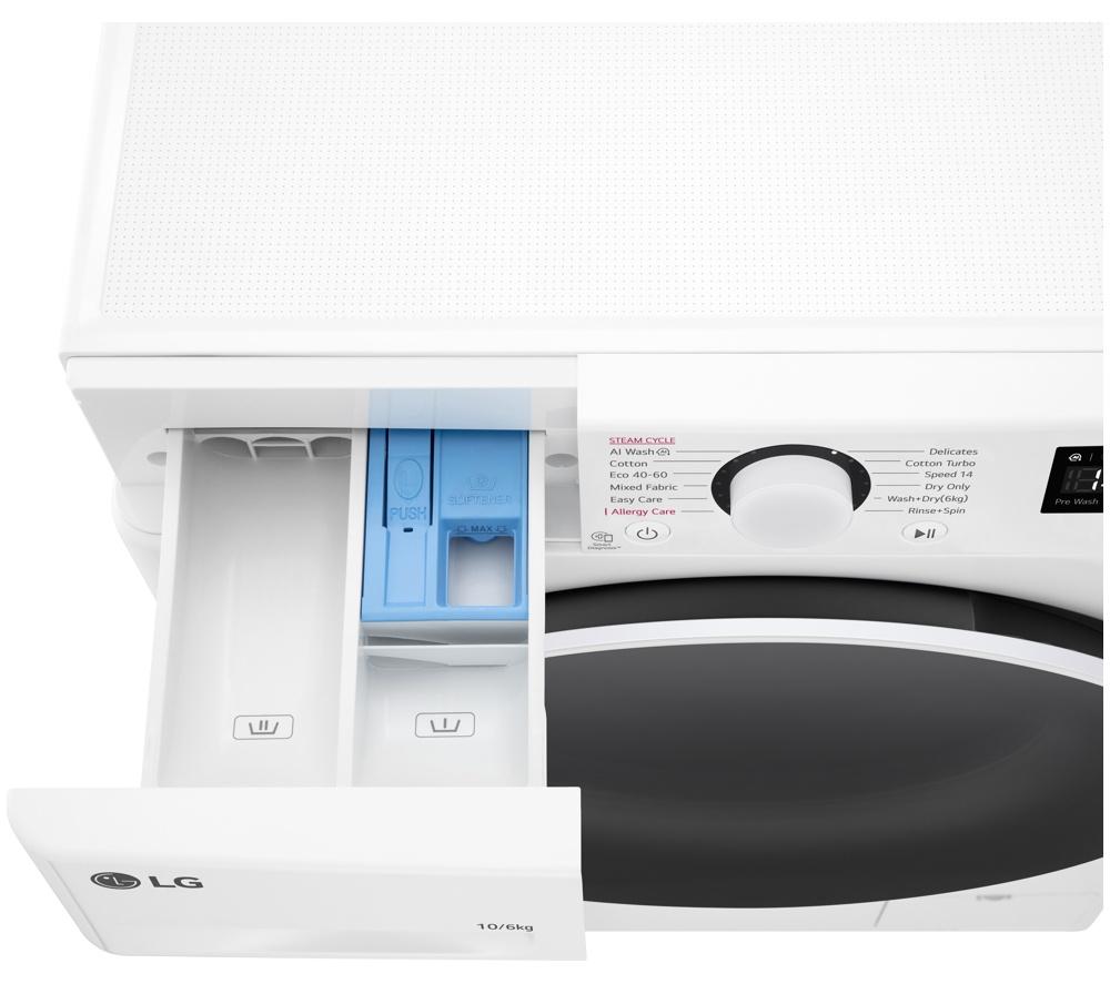LG Series 4 AI Direct Drive FWY606WWLN1 WiFi-enabled 10 kg Washer Dryer - White