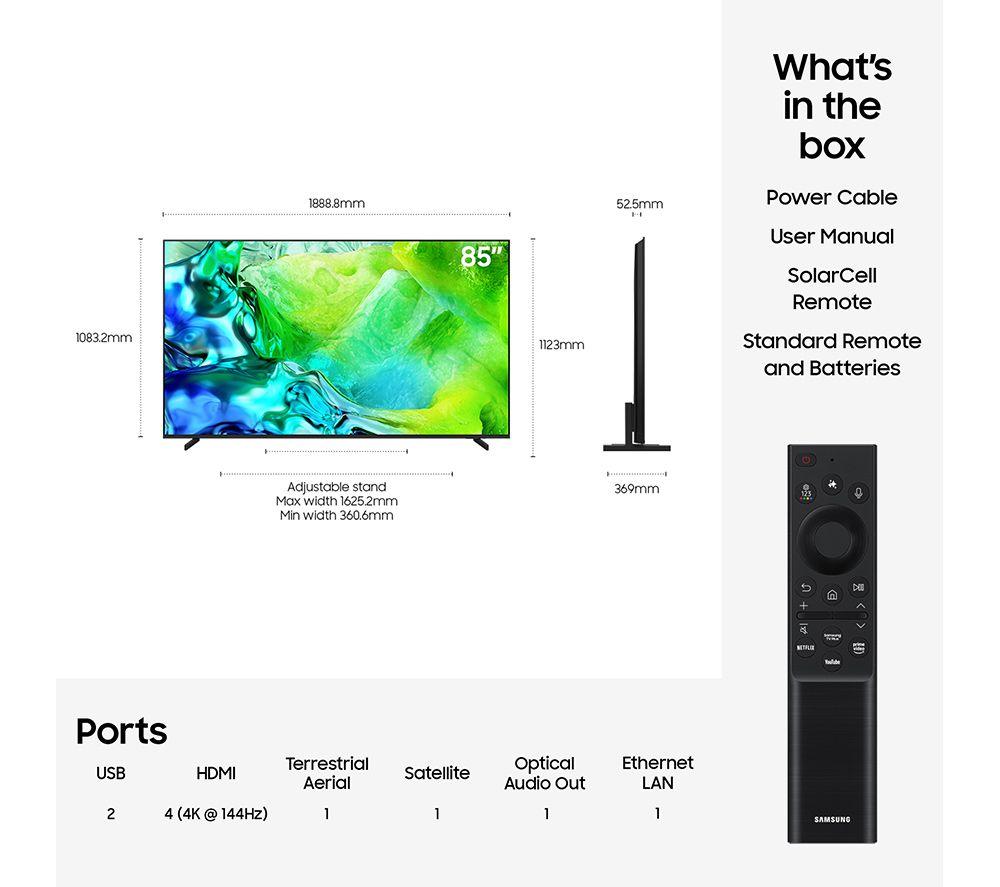 SAMSUNG QN80H televisor inteligente Neo QLED 4K Mini LED con IA de imagen de 85" 2026 - QE85QN80H