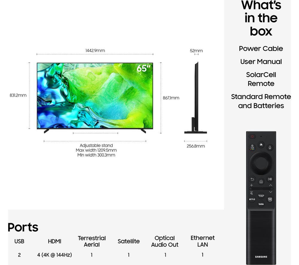 SAMSUNG QN80H 65" Neo QLED 4K Mini LED Vision AI Smart TV 2026 - QE65QN80H