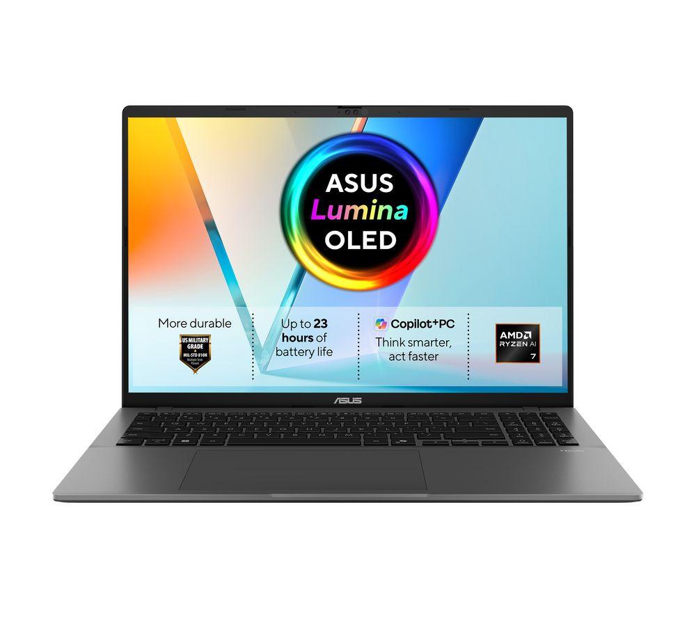 ASUS Vivobook S16 OLED 16" Laptop, Copilot+ PC - AMD Ryzen AI 7, 1 TB SSD, Grey