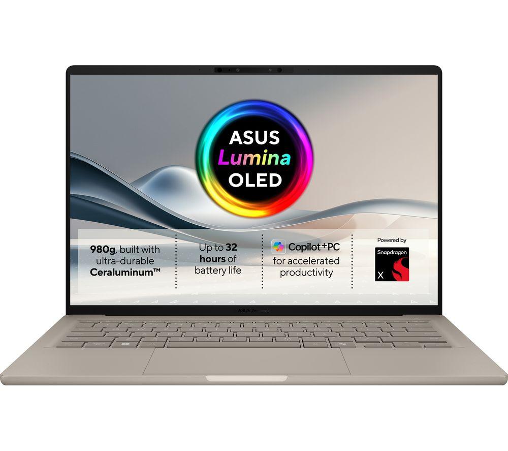 ASUS Zenbook A14 UX3407QA 14" Laptop, Copilot+ PC – Snapdragon X, 1 TB SSD, Beige