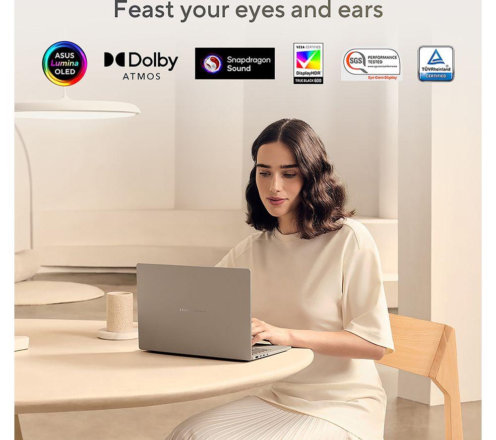 Portátil ASUS Zenbook A14 UX3407QA de 14", PC Copilot+ – Snapdragon X, SSD de 1 TB, Beige