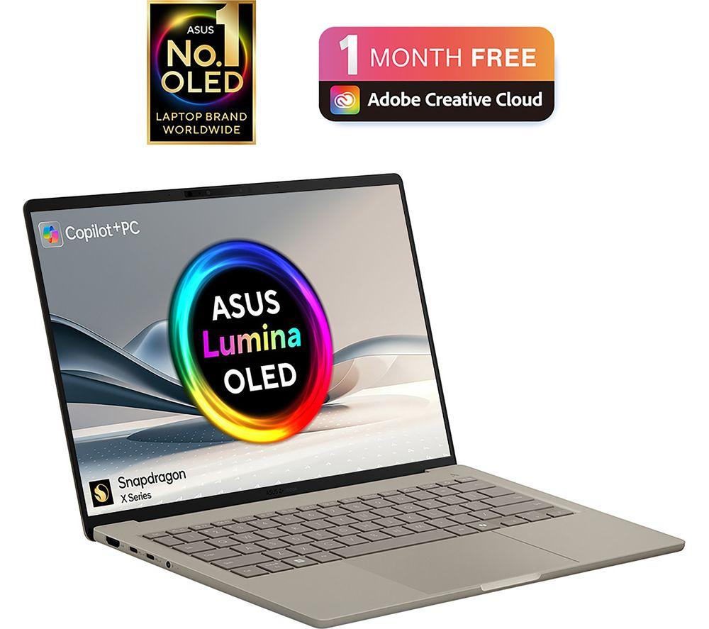 Portátil ASUS Zenbook A14 UX3407QA de 14", PC Copilot+ – Snapdragon X, SSD de 1 TB, Beige