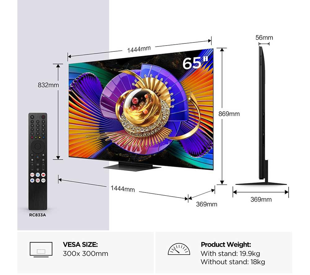 TCL C7L 65" SQD-Mini LED 4K HDR Smart Google TV - 65C7L-UK