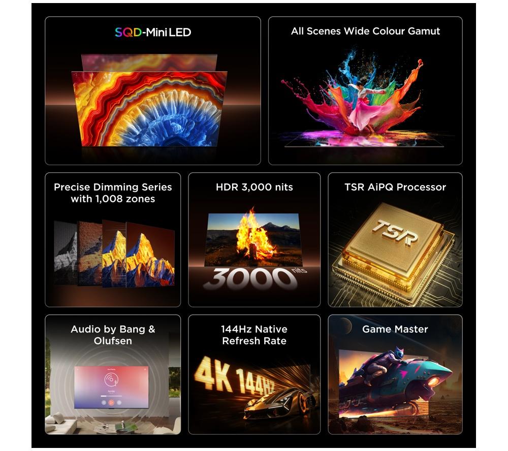 TCL C8L 55" SQD-Mini LED 4K HDR Smart Google TV - 55C8L-UK