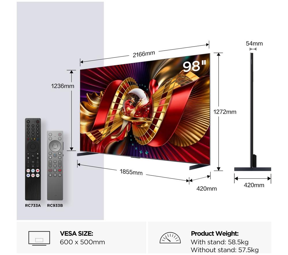 TCL C8L TV inteligente Google TV HDR 4K Mini LED de puntos cuánticos de 98" - 98C8L-UK