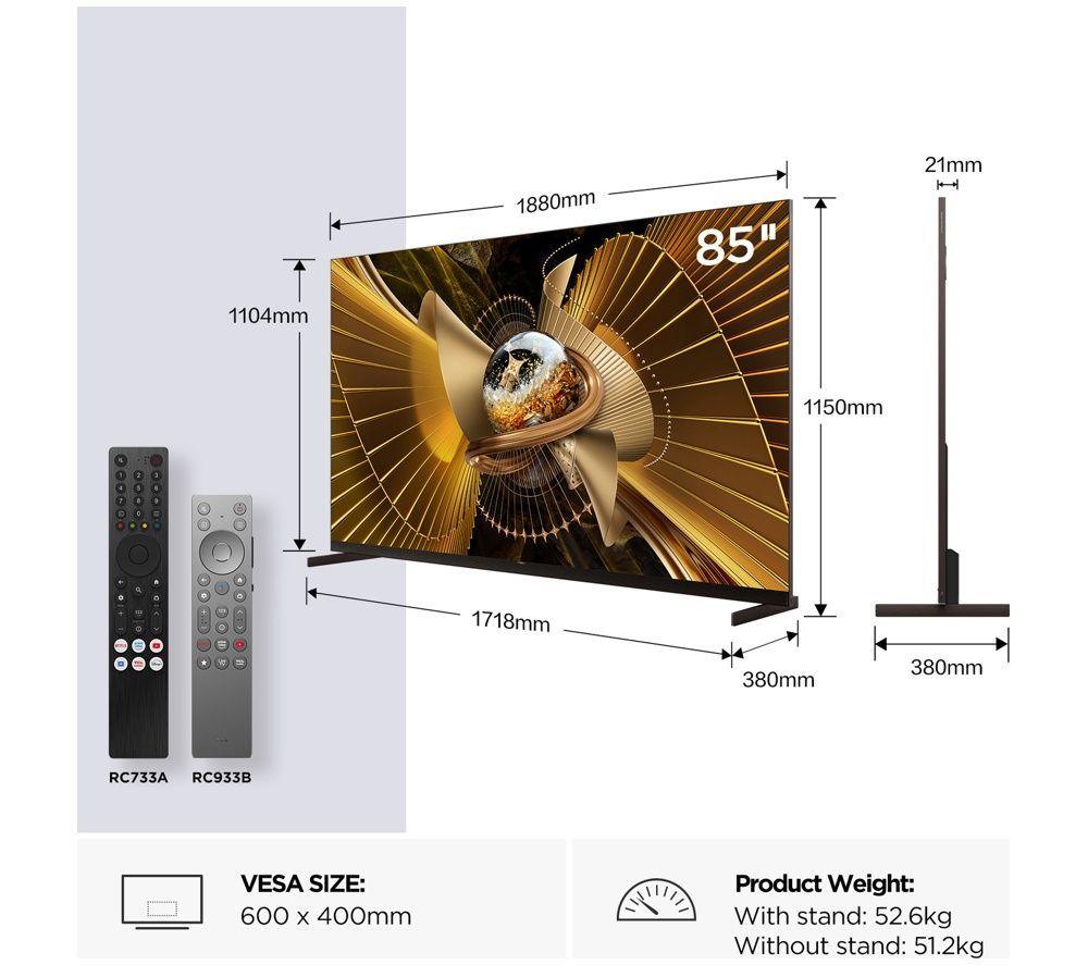 TCL X11L Smart TV Google TV 4K HDR SQD-Mini LED de 85" (2026) - 85X11L-UK