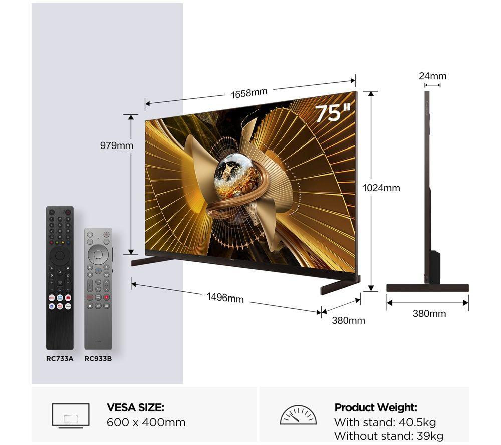 TCL X11L 75" SQD-Mini LED 4K HDR Smart Google TV 2026 - 75X11L-UK