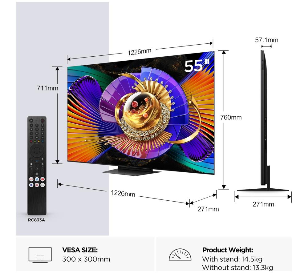 TCL C7L 55" SQD-Mini LED 4K HDR Smart Google TV - 55C7L-UK