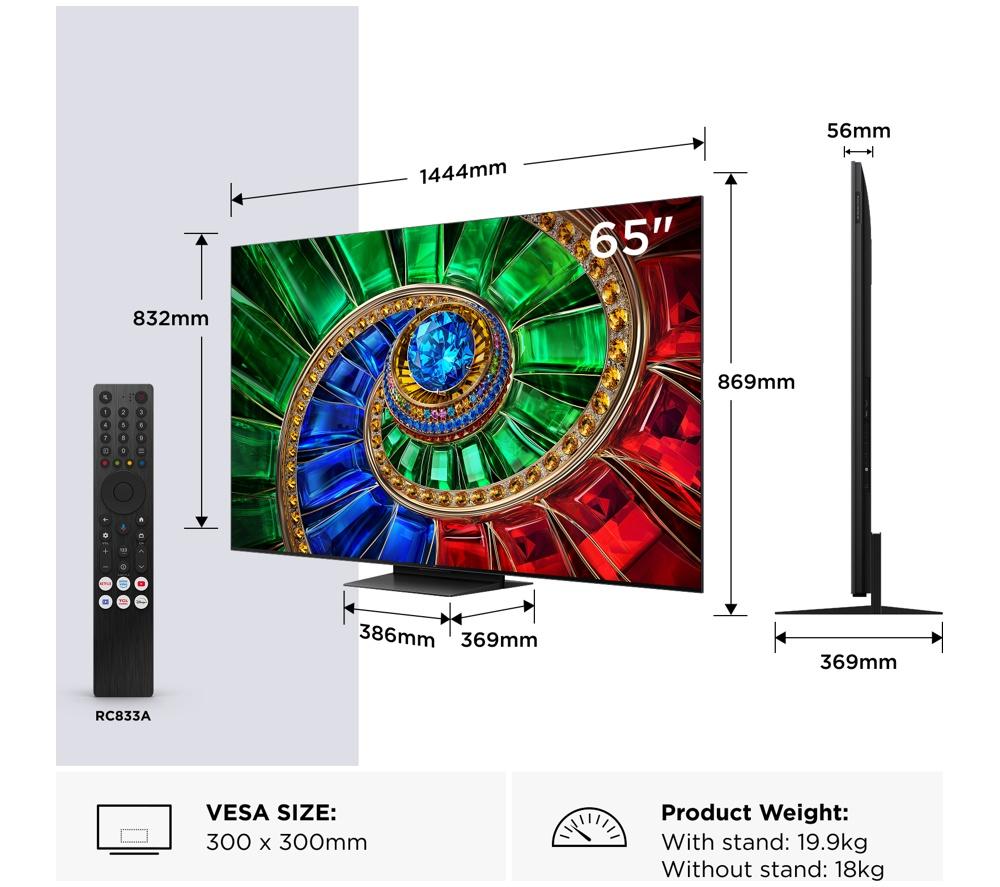 TCL RM7L 65" RGB-Mini LED 4K HDR Smart Google TV - 65RM7L-UK