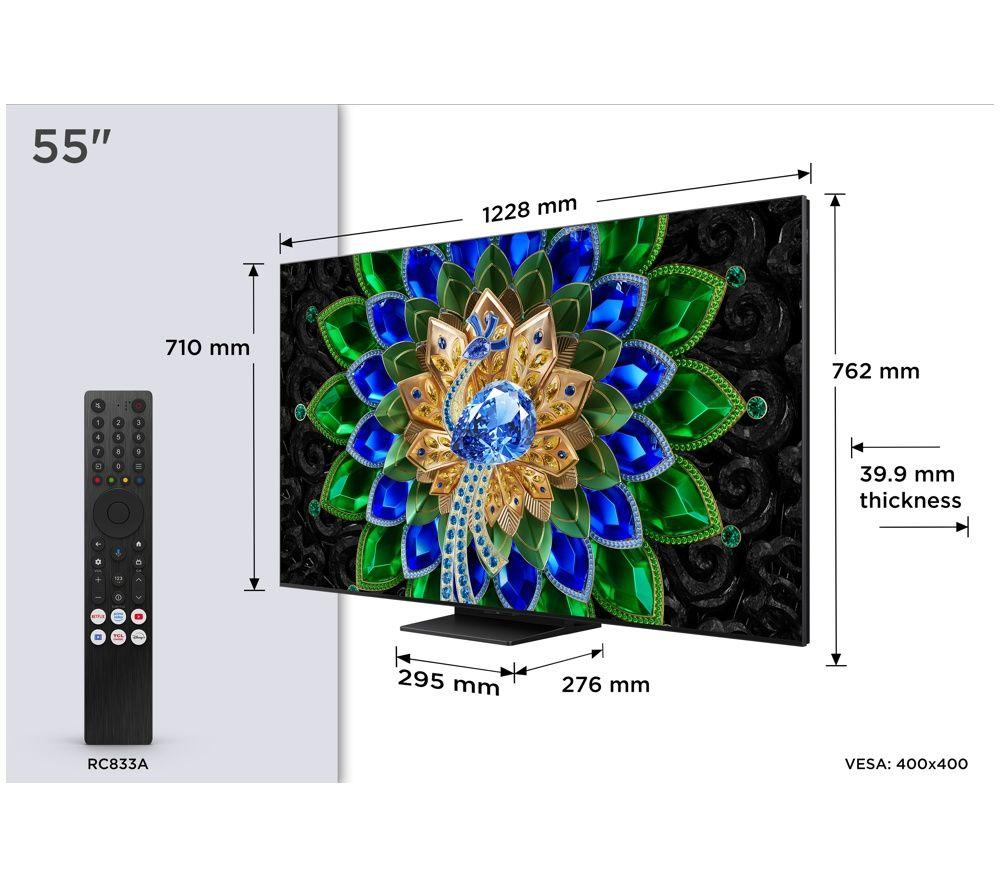 TCL A400U 55" Premium Wallpaper QD-Mini LED 4K HDR Smart Google TV 2026 - 55A400U-UK