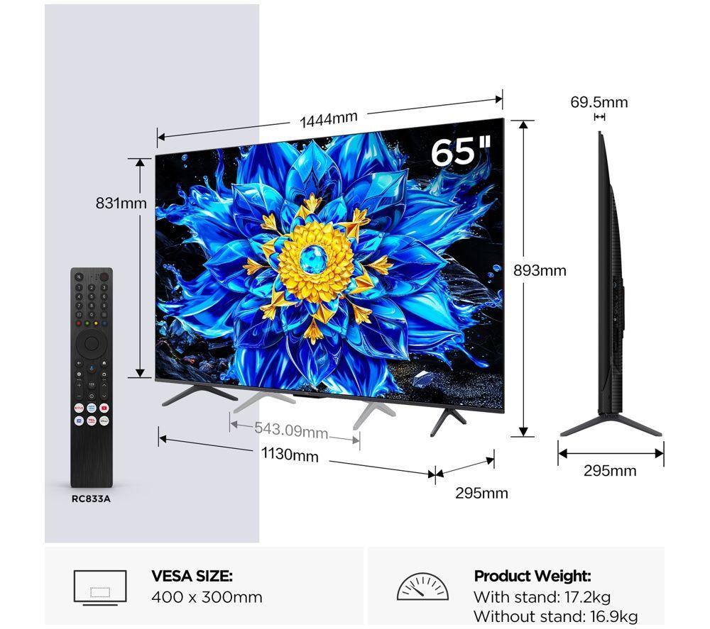 TCL P8L 65" QD-Mini LED 4K HDR Smart Google TV 2026 - 65P8L-UK