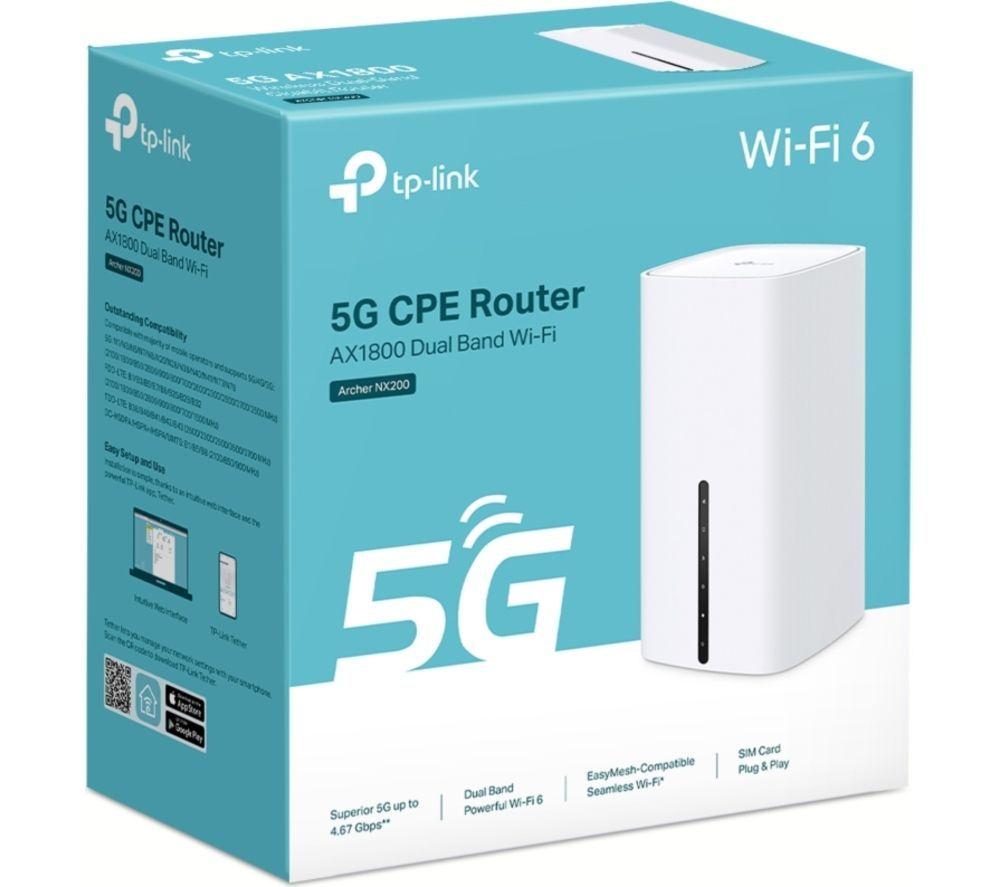 TP-LINK Archer NX200 WiFi 5G Router (AX 1800, Dual-band) & 120 GB Data Pay As You Go SIM Card Bundle